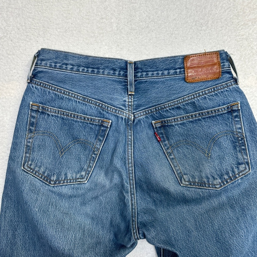 Levi's Premium 501 S Skinny Blue Jeans Women size W28 L30 Medium Wash Button Fly - Picture 5 of 11